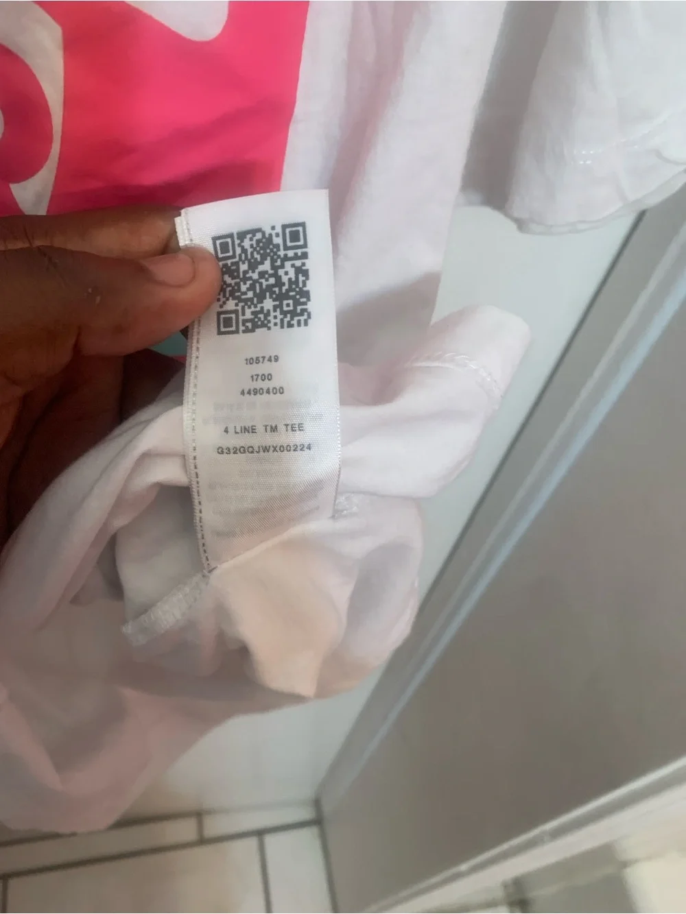 True Religion White Short-Sleeve Tee with Pink & Aqua Graphic